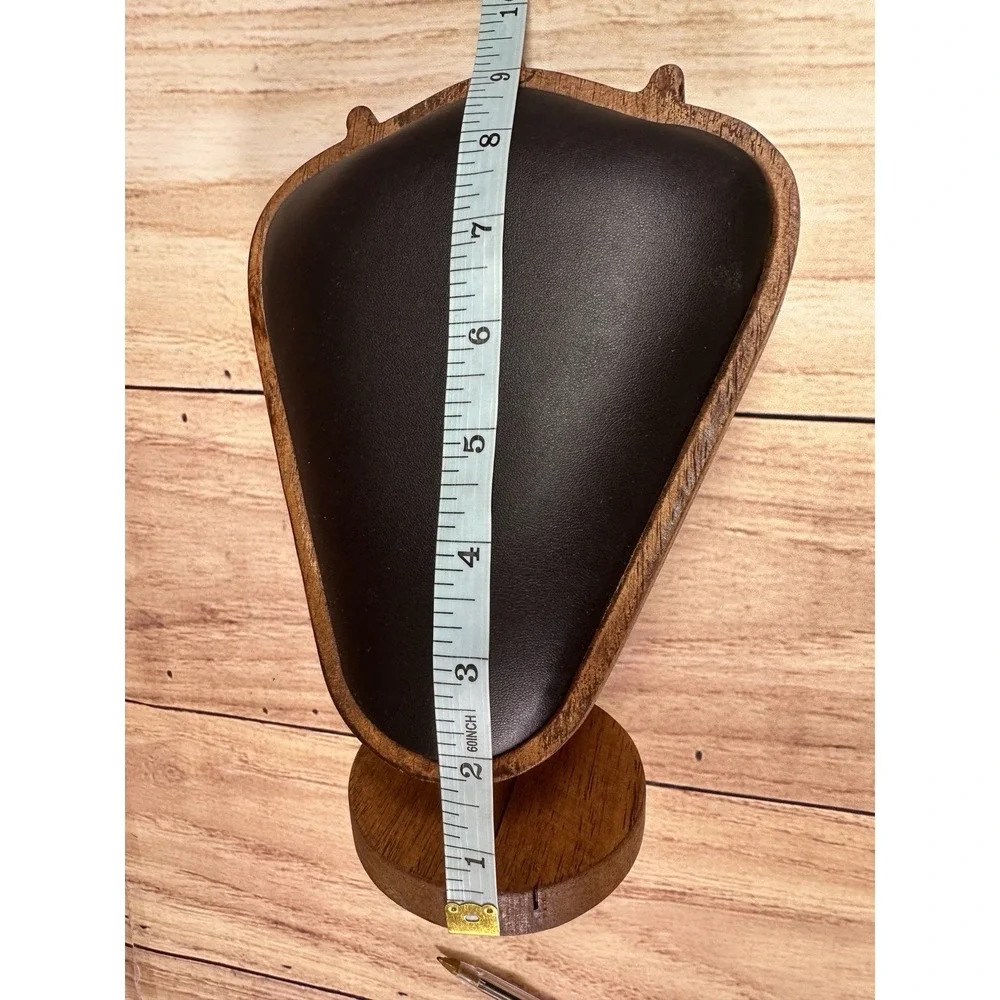 Jewerly Stand Display - Walnut Wood With Leather Mat 9 X 6 Necklace Display NWOT